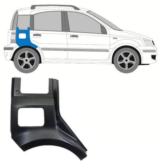 Sidovägg hjulhuskant för Fiat Panda 2003-2012 / Höger 10751