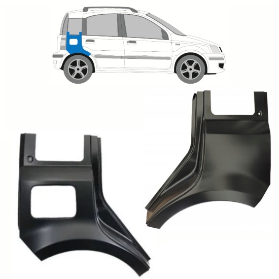 Sidovägg hjulhuskant för Fiat Panda 2003-2012 / Vänster+Höger / Set 10753