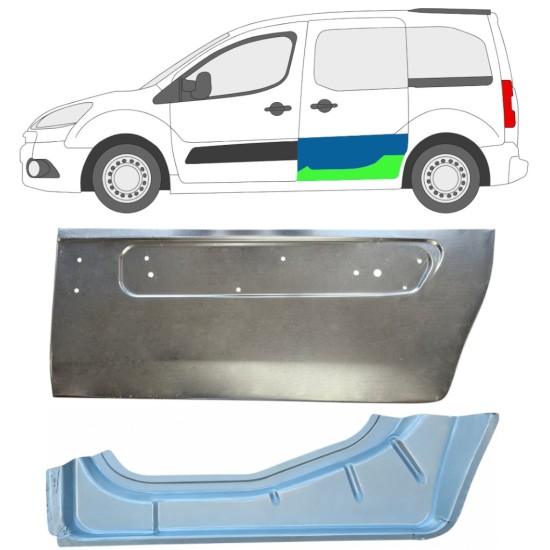 Inre + yttre skjutdörr reparationspanel för Citroen Berlingo 2008-2018 / Vänster 17087