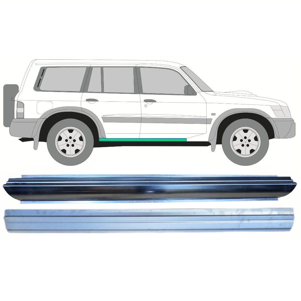 Reparationspanel För Inre Och Yttre Tröskel För Nissan Patrol 1997-2009 / Vänster = Höger (Symmetrisk) / Set 10367