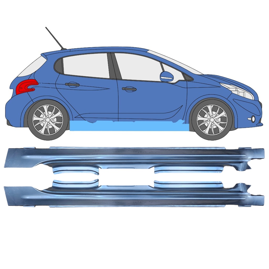 Tröskelplåt Reparationspanel För Peugeot 208 2012-2019 / Set 11619