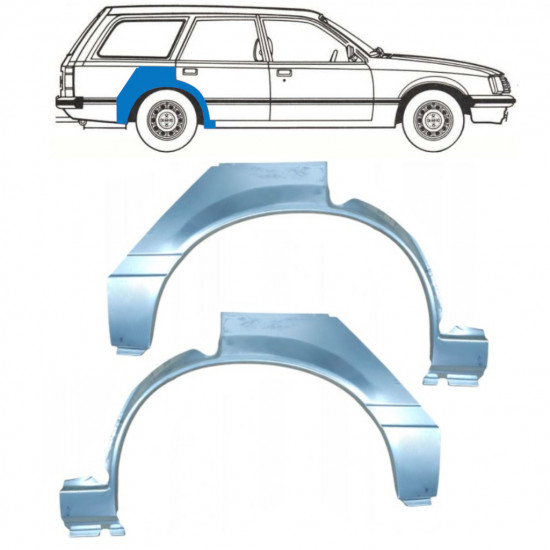 Sidovägg hjulhuskant för Opel Rekord E 1977-1986 / Vänster+Höger / COMBI / Set 10788