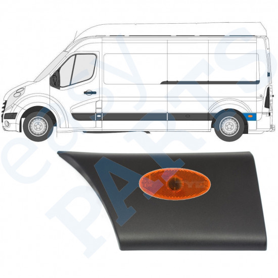 Prydnadslist sidovägg skyddslister med lampa för Renault Master 2010- / Vänster /  10550