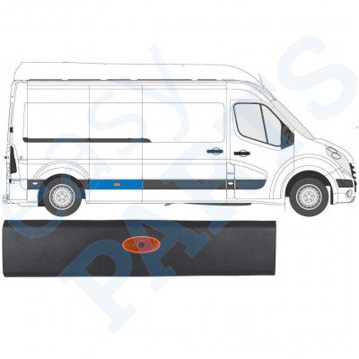 Fram skyddslister med lampa för Renault Master 2010- / LWB / Höger /  10548