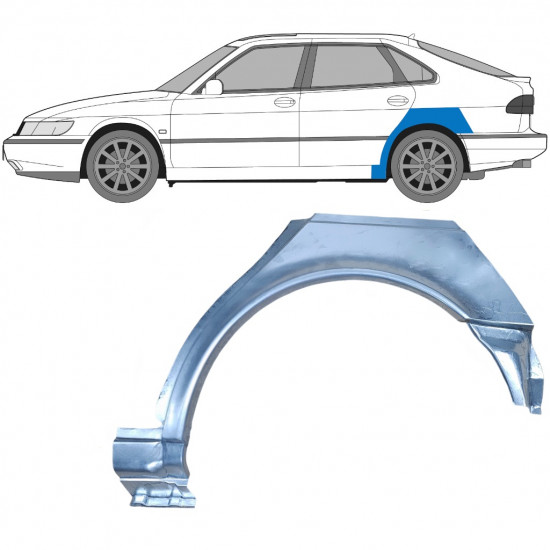 Sidovägg hjulhuskant för Saab 900 1994-1998 / Vänster 6984