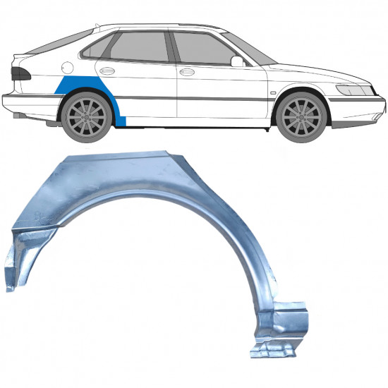 SAAB 900 1994-1998 5 DÖRRAR REPARATION AV BAKSKÄRM / HÖGER