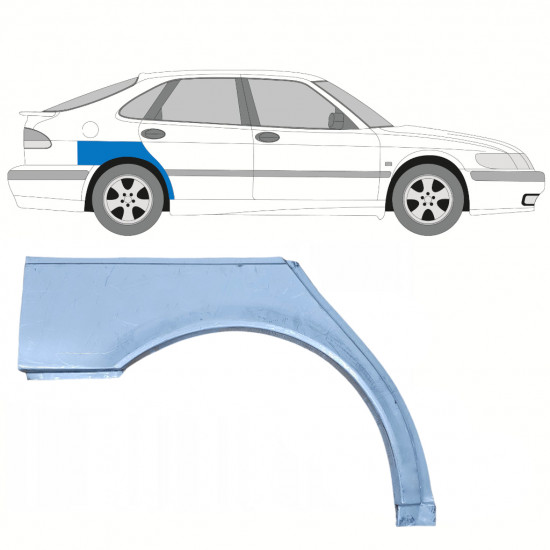 SAAB 9-3 1998-2003 REPARATION AV BAKSKÄRM / HÖGER