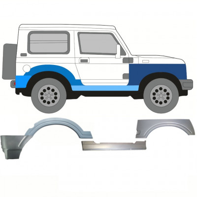 SUZUKI SAMURAI 1988-2004 STÄNKSKÄRM FÖRVÄNT + STÄNKSKÄRM BAKRE + TRÖSKELPLÅT TILL / HÖGER