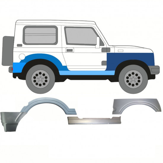 Reparationspanel för tröskel + fram + bak stänkskärm för Suzuki Samurai 1988-2004 / Höger 11181