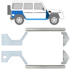 Reparationspanel för tröskel + fram + bak stänkskärm för Mercedes G-Class W460 W461 W463 1979-2017 / Vänster+Höger / Set 9711