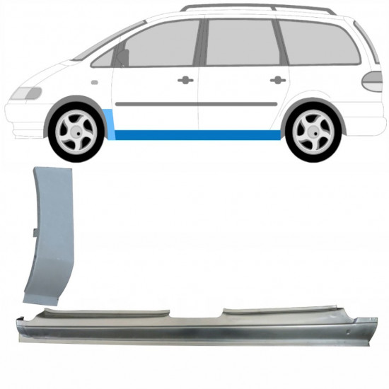 VOLKSWAGEN SHARAN 1995-2010 full TRÖSKELPLÅT + REPARATIONSPANEL FÖR FRAMSKÄRM / UPPSÄTTNING / VÄNSTER