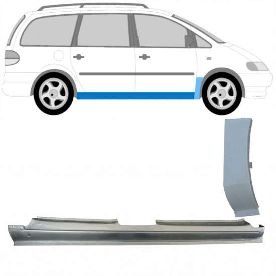 VOLKSWAGEN SHARAN 1995-2010 full TRÖSKELPLÅT + REPARATIONSPANEL FÖR FRAMSKÄRM / UPPSÄTTNING / HÖGER