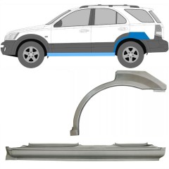 Hel tröskel + bak skärm reparationspanel för Kia Sorento 2002-2009 / Vänster / Set 11712