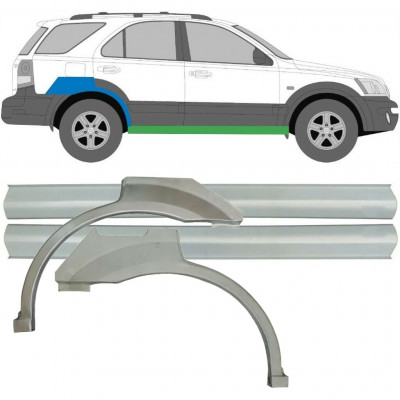 Tröskelplåt + sidovägg hjulhuskant för Kia Sorento 2002-2009 / Set 10696