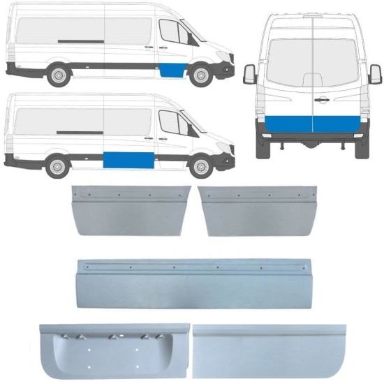 Yttre dörr reparationspanel för Mercedes Sprinter 2006-2018 / Vänster+Höger / Set 11317