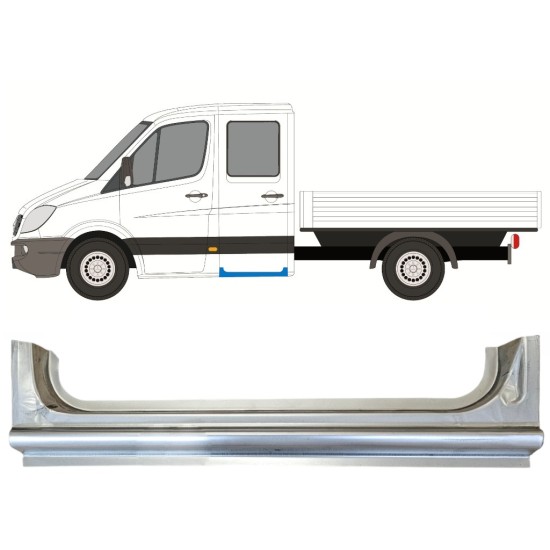 Bak tröskel reparationspanel för Mercedes Sprinter 2006-2018 / Vänster / Dubbelkabin 15067