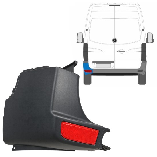 Bak stötfångarhörn + reflexlampa för Mercedes Sprinter 2006-2018 / Vänster / Set 9725