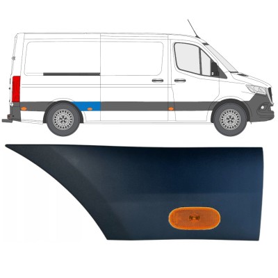 Prydnadslist sidovägg skyddslister med lampa för Mercedes Sprinter 2018- / Höger / Set 16652