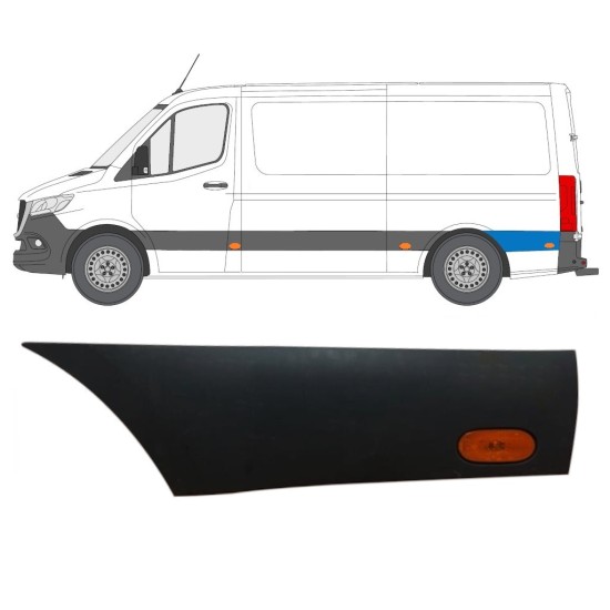 Prydnadslist sidovägg skyddslister med lampa för Mercedes Sprinter 2018- / Vänster / Set 16647