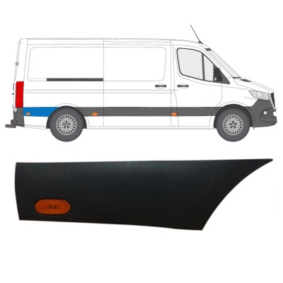 Prydnadslist sidovägg skyddslister med lampa för Mercedes Sprinter 2018- / Höger / Set 16646