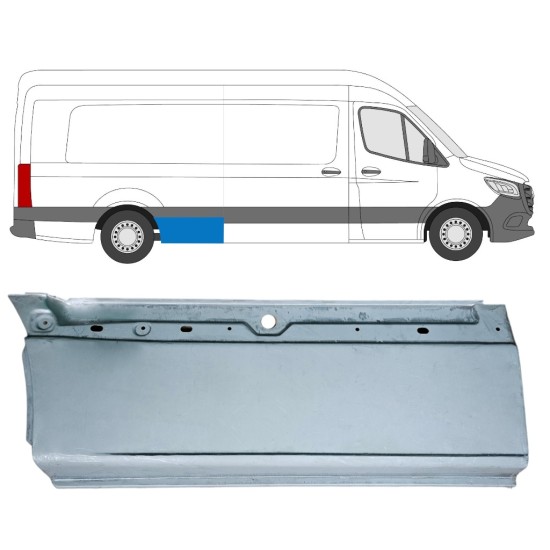 Nedre del av bak skärm reparationspanel för Mercedes Sprinter 2018- / Höger 16063