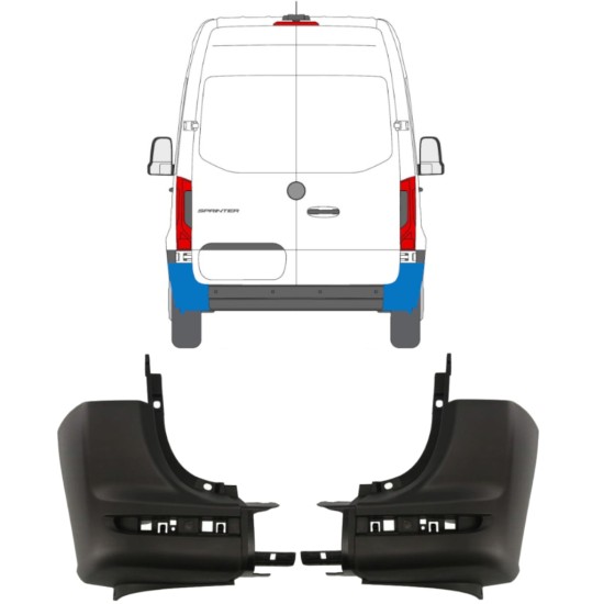 Stötfångarhörn bak för Mercedes Sprinter 2018- / Vänster+Höger / Set 14945 Stötfångarhörn bak för Mercedes Sprinter 2018- / Vänster+Höger / Set 14945
