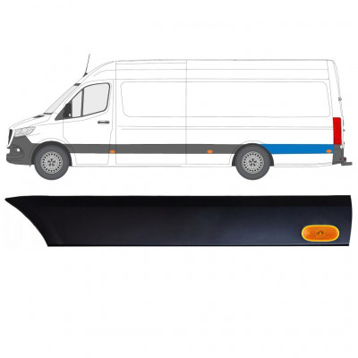 Prydnadslist sidovägg skyddslister med lampa för Mercedes Sprinter 2018- / Vänster / Set 12971