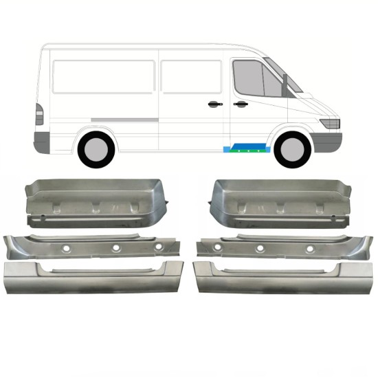 Inre tröskel + fram skärm + fram steg reparationspanel för Mercedes Sprinter 1995-2006 / Set 10534