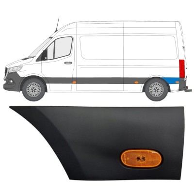 Prydnadslist sidovägg skyddslister med lampa för Mercedes Sprinter 2018- / Vänster / Set 12967