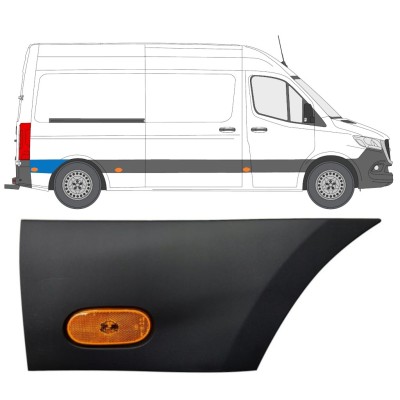 Prydnadslist sidovägg skyddslister med lampa för Mercedes Sprinter 2018- / Höger / Set 12966