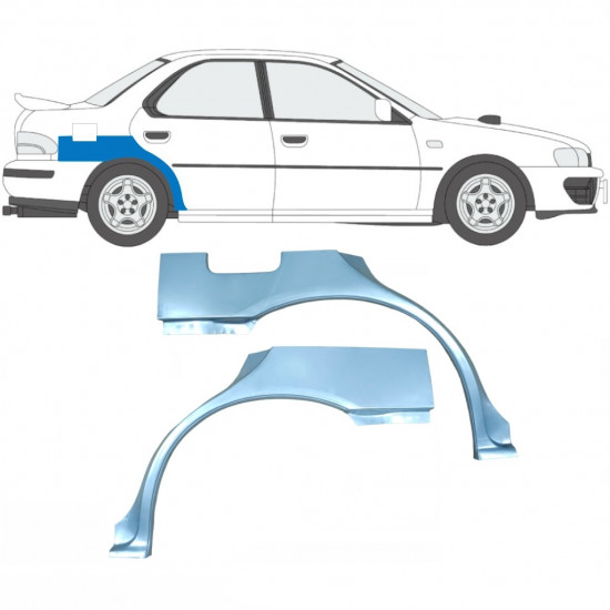 Sidovägg hjulhuskant för Subaru Impreza 1992-2000 / Vänster+Höger / Set 9199