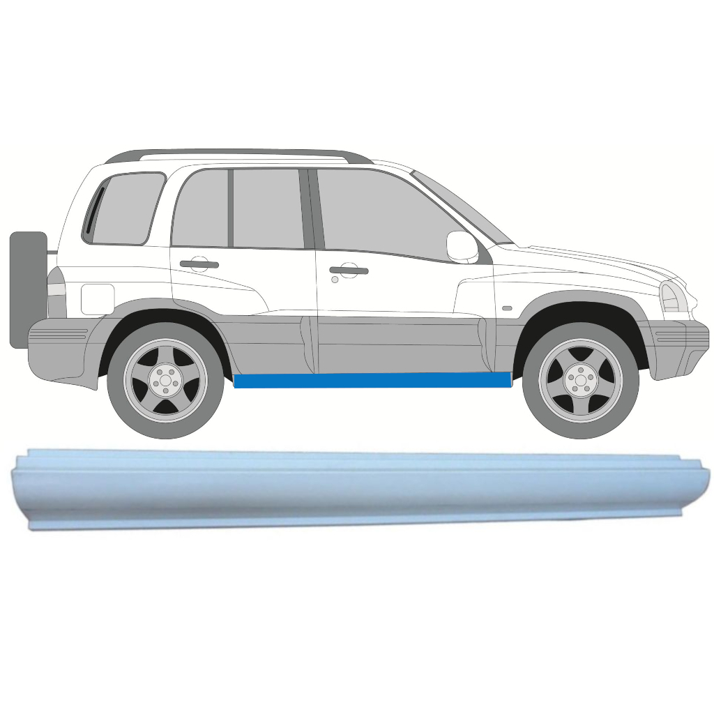 Tröskelplåt Reparationspanel För Suzuki Grand Vitara 1997-2005 / Vänster = Höger (Symmetrisk) 9062