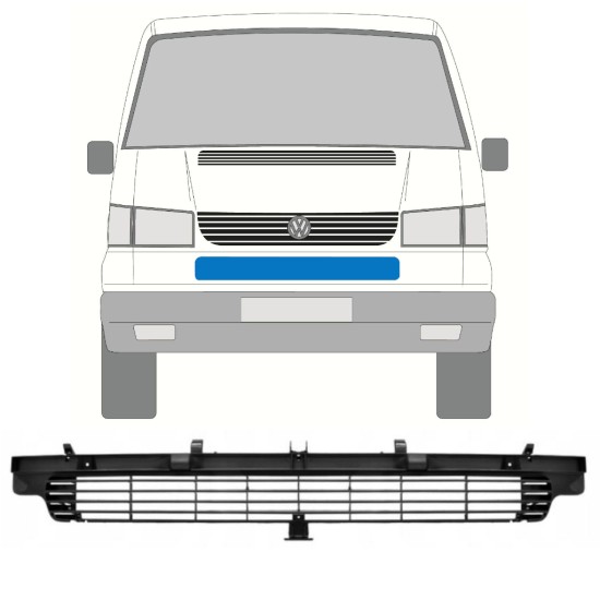 Nedre grill för Volkswagen Transporter T4 1996-2003 16237