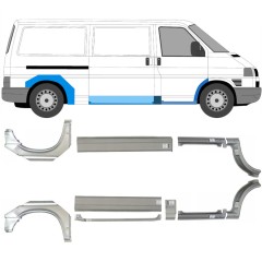 Reparationspanel för tröskel + fram + bak stänkskärm för Volkswagen Transporter T4 1990-2003 / Vänster+Höger / Set 5340