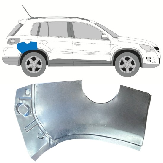 Övre del av bak skärm reparationspanel för Volkswagen Tiguan 2007-2016 / Höger 15785