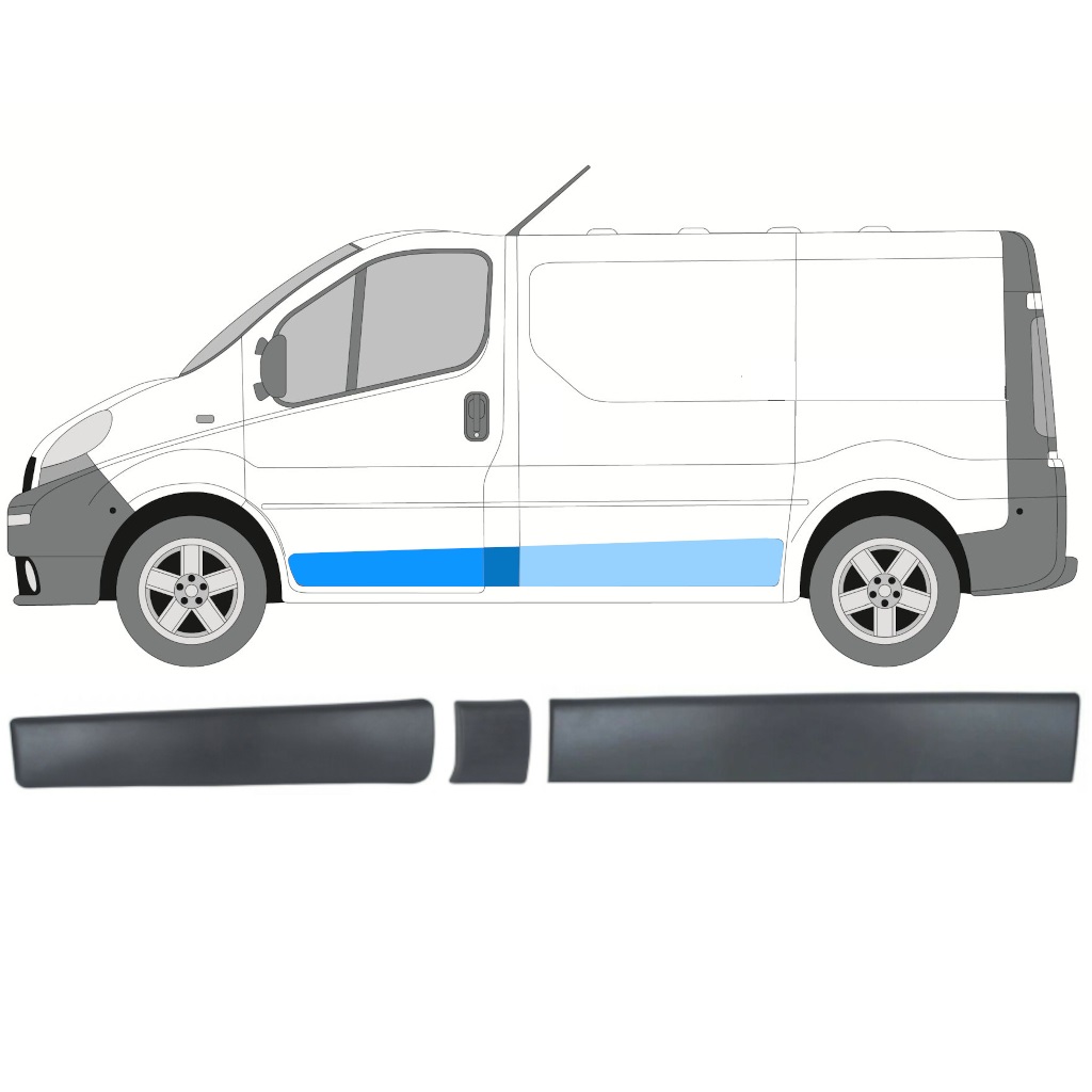 Prydnads skyddslister set för Renault Trafic Opel Vivaro Primastar 2001-2014 / SWB / Vänster /  8570