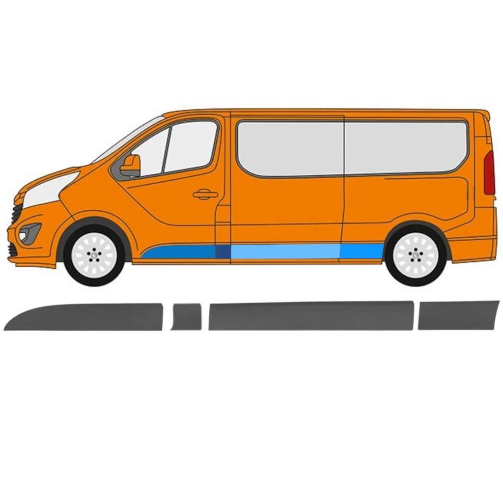 Prydnads Skyddslist sidovägg för Renault Trafic 2014- / LWB / Vänster / Set 11255