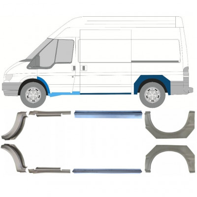 FORD TRANSIT 2000-2013 MEDELHJULBAS REPARATION AV BAKSKÄRM + TRÖSKELPLÅT / HÖGER + VÄNSTER / UPPSÄTTNING