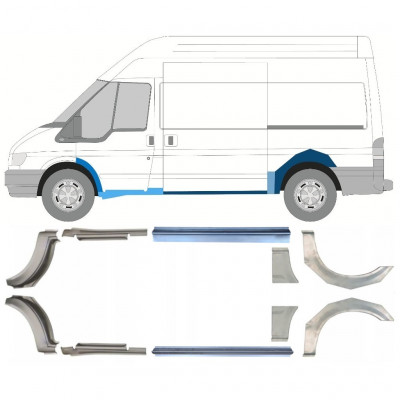 FORD TRANSIT 2000-2013 MEDELHJULBAS REPARATION AV BAKSKÄRM + TRÖSKELPLÅT / HÖGER + VÄNSTER / UPPSÄTTNING