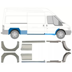 Tröskelplåt + sidovägg hjulhuskant för Ford Transit 2000-2013 / Vänster+Höger / Set 10640