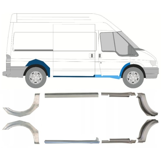 Tröskelplåt + sidovägg hjulhuskant för Ford Transit 2000-2013 / MWB / Set 9693