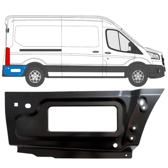 Bak sektionens reparationspanel för bak stänkskärm för Ford Transit 2014- / Höger 15348