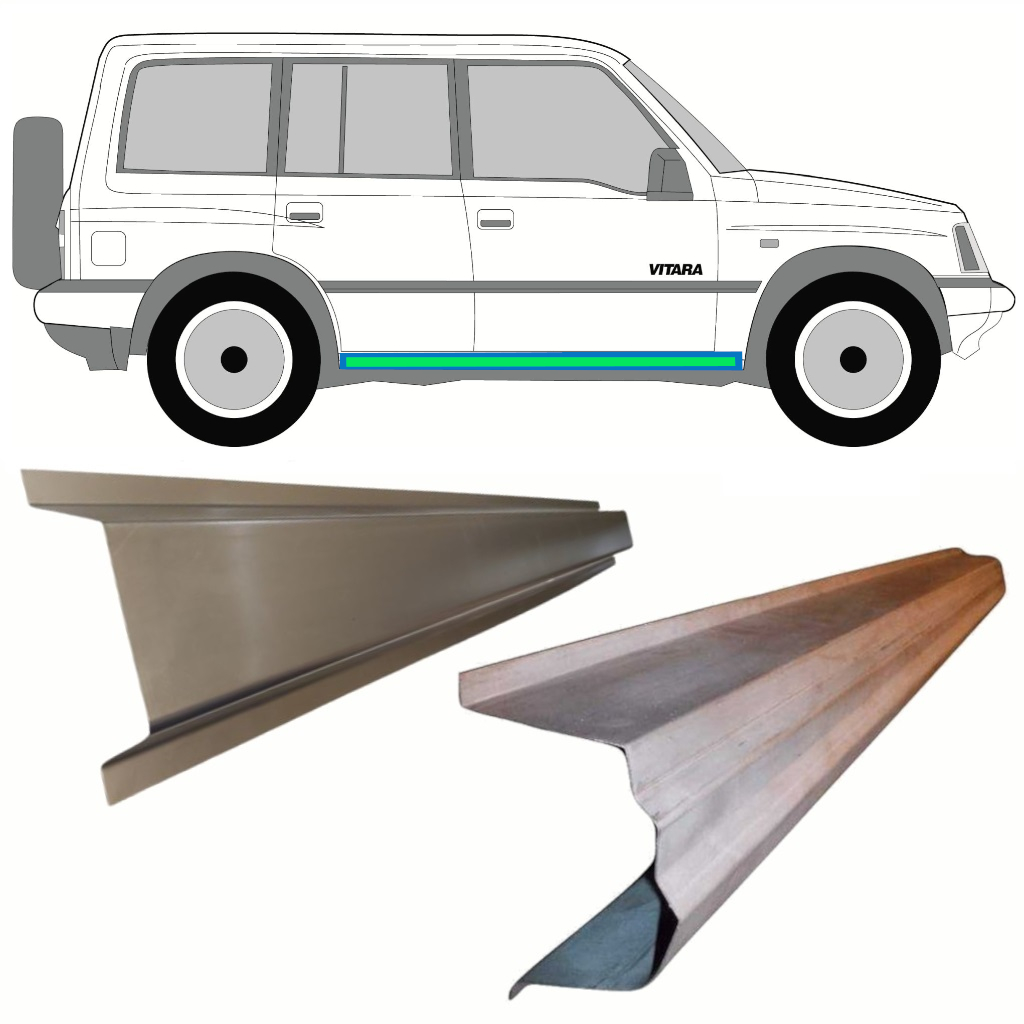 Reparationspanel För Inre Och Yttre Tröskel För Suzuki Vitara 1988-1998 / Vänster = Höger (Symmetrisk) / Set 8596