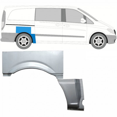 Sidovägg hjulhuskant för Mercedes Vito 2003-2010 / SWB / Höger / Set 9277