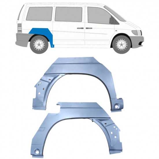 Sidovägg hjulhuskant för Mercedes Vito 1996-2003 / Vänster+Höger / Set 9475