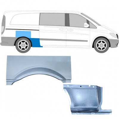 MERCEDES VITO 2003- LÅNG HJULBAS BAKRE VINGE UPPSÄTTNING / HÖGER