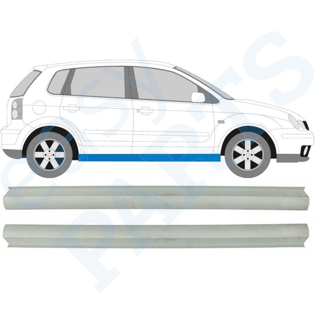 Tröskelplåt Reparationspanel För Vw Polo 2001-2009 / Vänster = Höger (Symmetrisk) / Set 10491