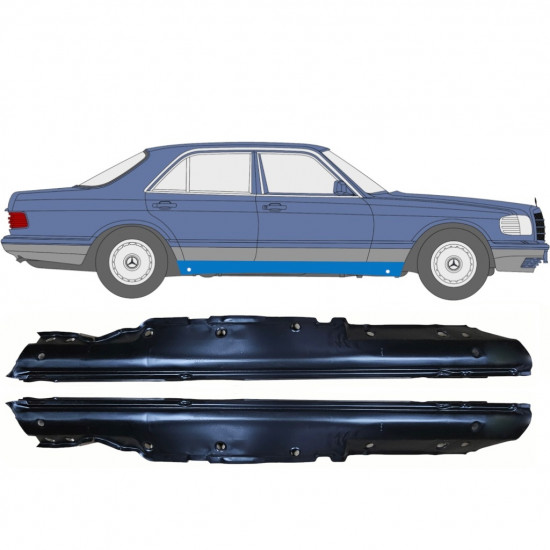 Tröskelplåt reparationspanel för Mercedes S-class 1979-1991 / Vänster+Höger / Set 9578