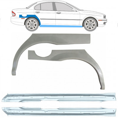 JAGUAR X-TYPE 2001-2009 REPARATION AV BAKSKÄRM + TRÖSKEL / UPPSÄTTNING / HÖGER + VÄNSTER